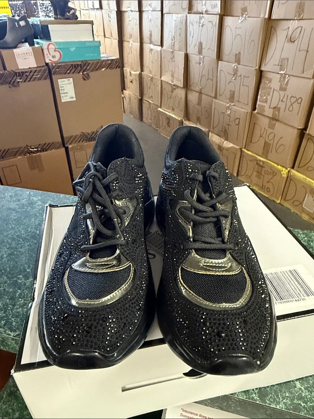 Guess Black Rhinestone Lace-Up Sneakers - Picture 3 of 5
